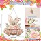 Easter Decorations Door Hanging Sign Wreath Happy Easter Bunny Ear Flowers Wooden Door Sign Welcome Seasonal Spring Easter Wreath Sign for Easter Tree, Door, Wall, Party Supplies